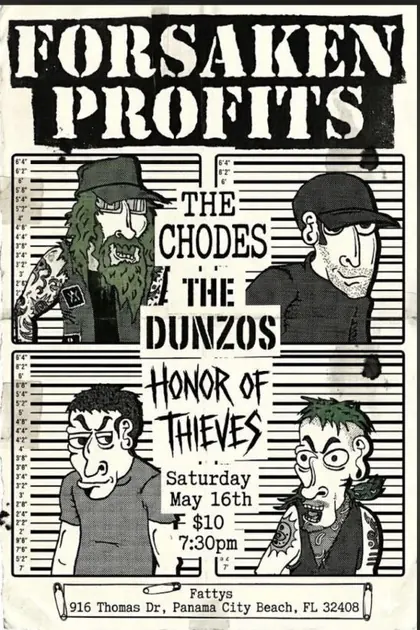 Punk show flyer for a night of local bands at Fatty's